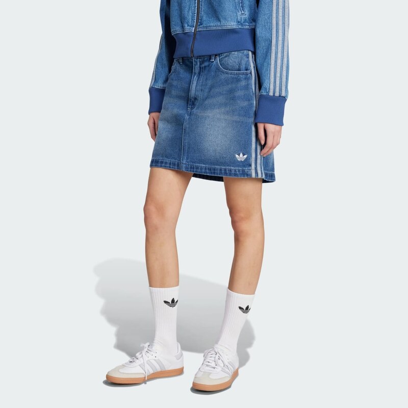 Adidas Džínová minisukně Adicolor se 3proužky