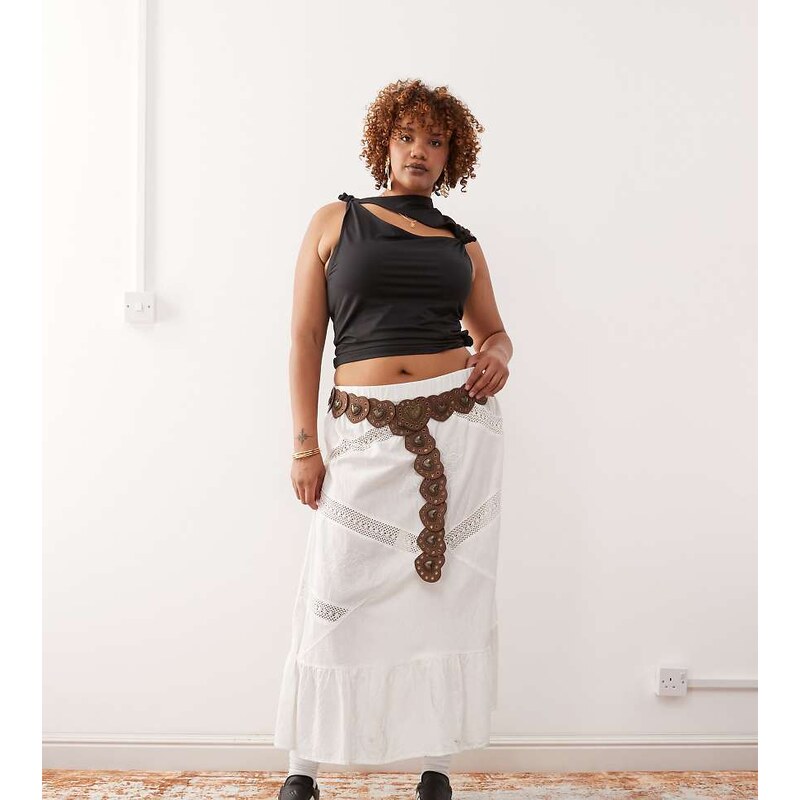COLLUSION Plus broidery maxi beach skirt in white 114802131