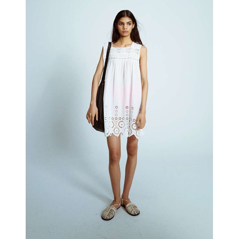 Topshop sleeper mini dress with embroidered detail in white