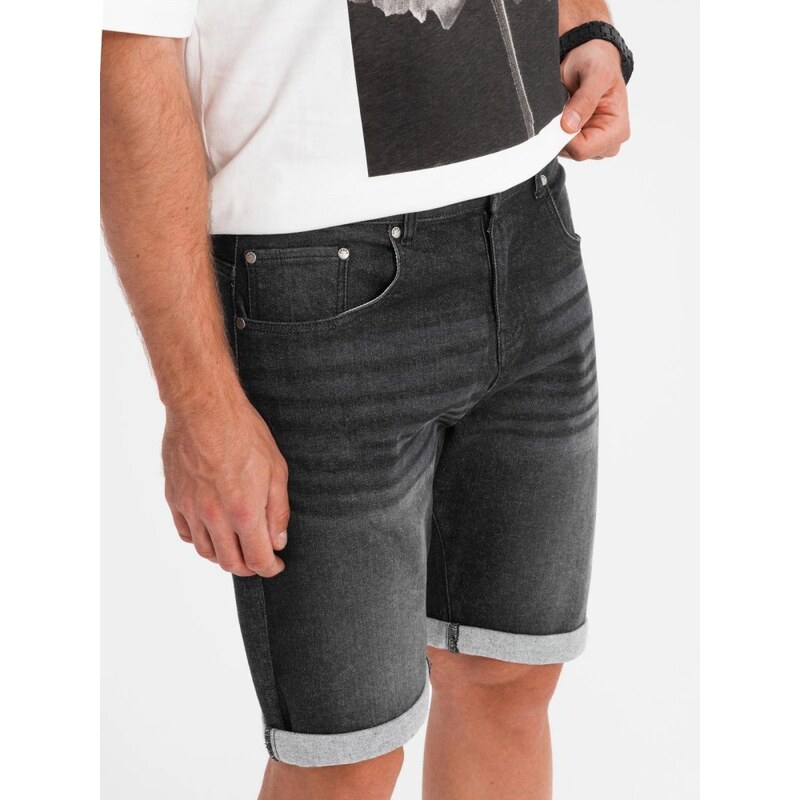 Ombre Clothing Moderní černé džínové šortky V3 SRDS-0164