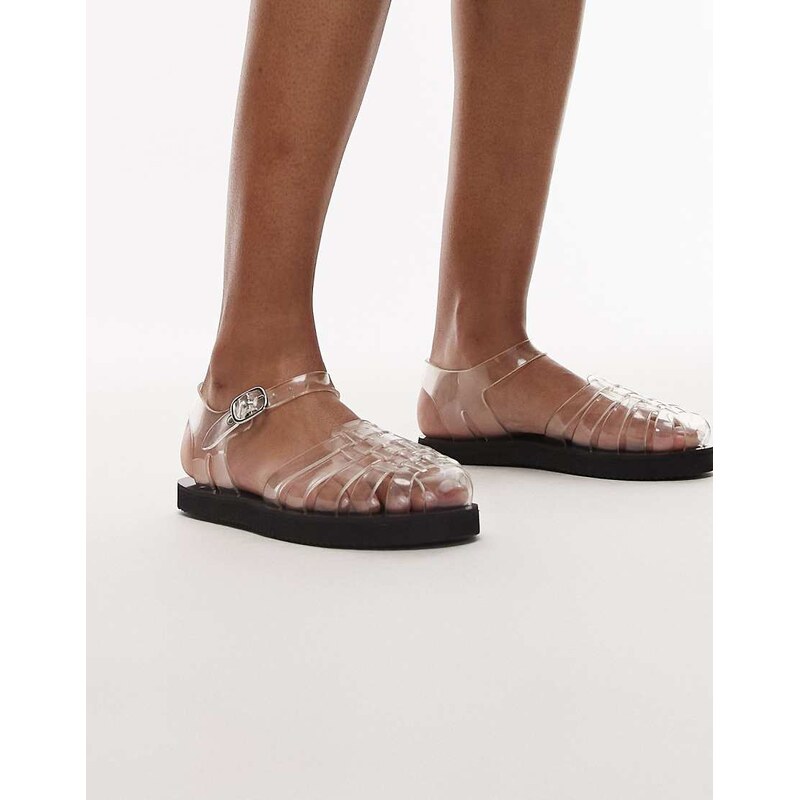 Topshop Kelly jelly flat sandal in clear 109614578