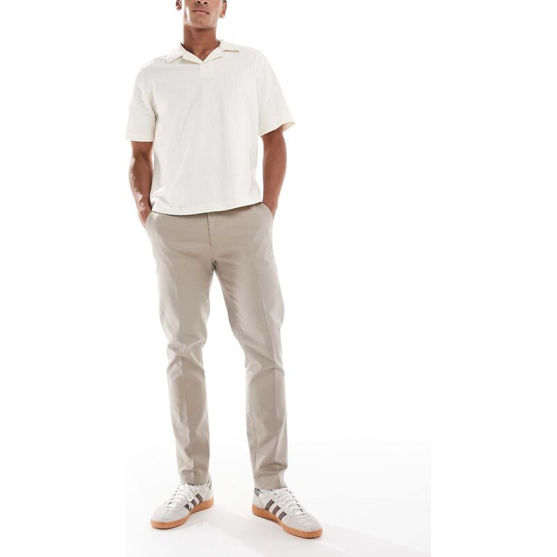 River Island slim leg chinos in beige-Neutral