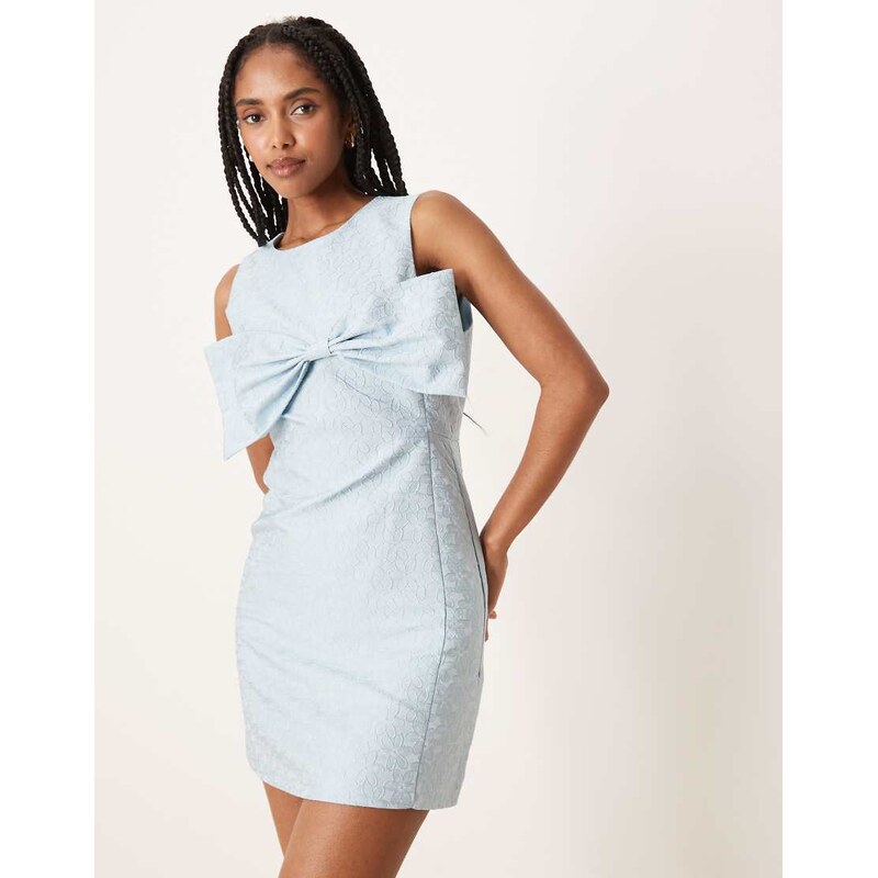 Sister Jane x ASOS bow front mini dress in pale blue 106428526
