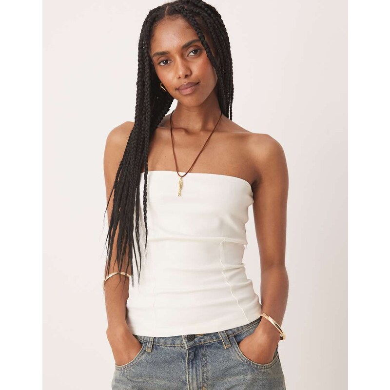 ASOS DESIGN interlock bandeau in coconut milk-White