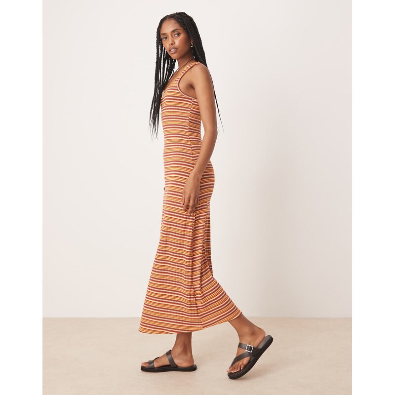 ASOS DESIGN scoop maxi dress in orange stripe-Multi 115589453