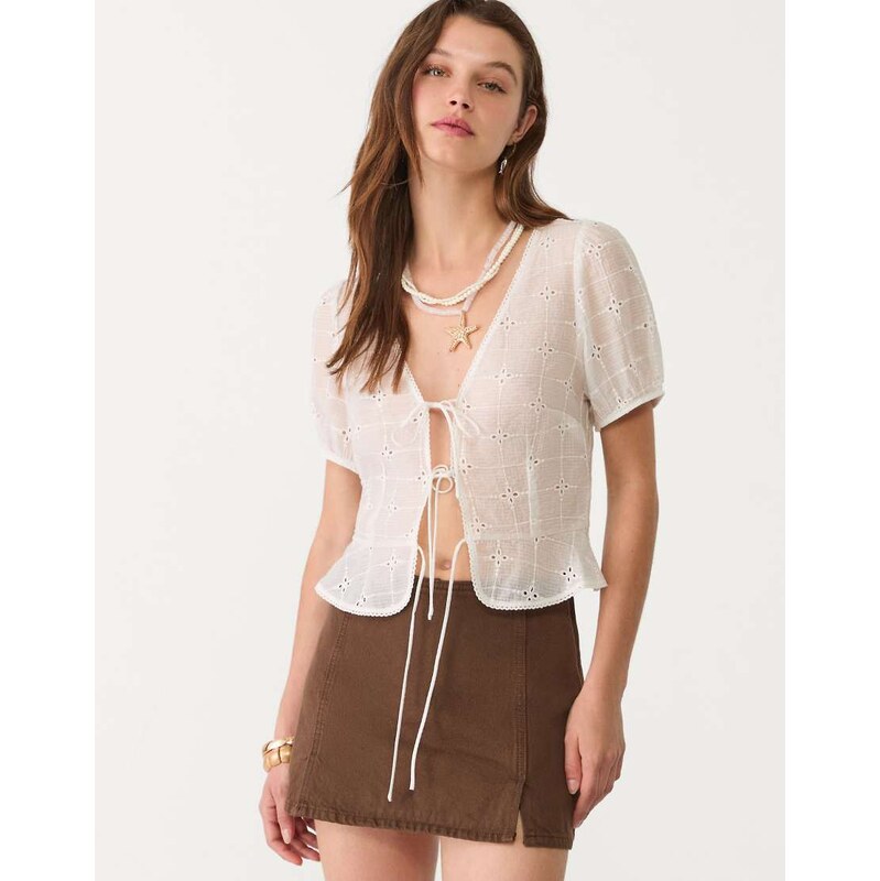 Stradivarius mini skort with slits in brown 115678603