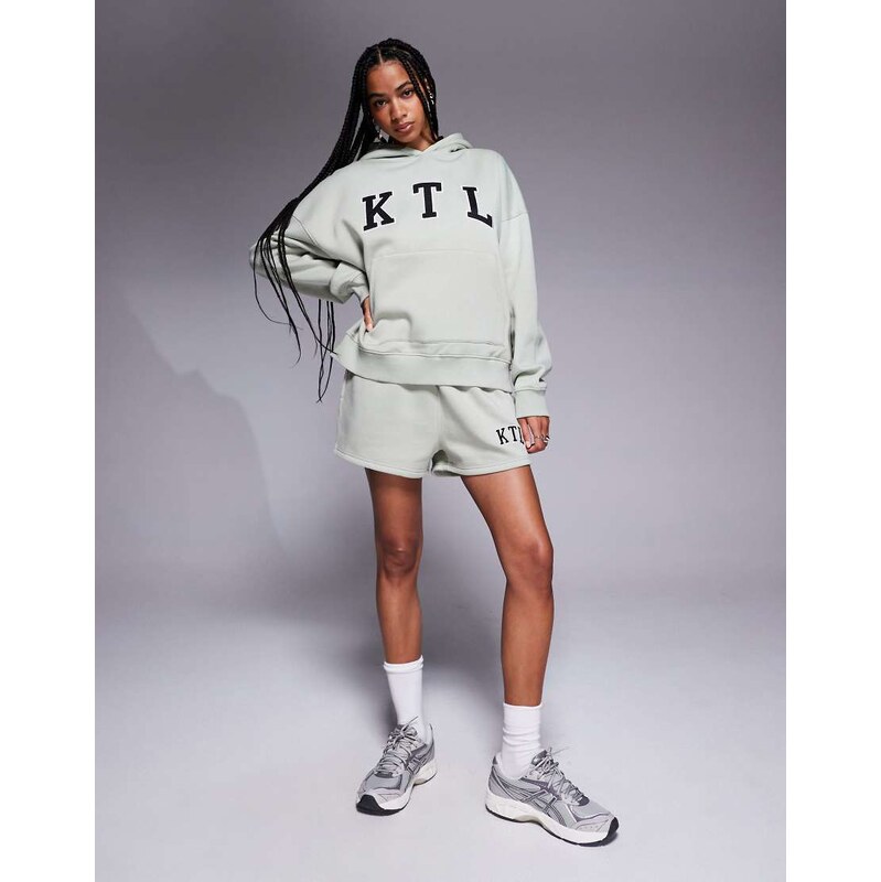 Kaiia cotton blend KTL oversized hoodie co-ord in sage green 106437163