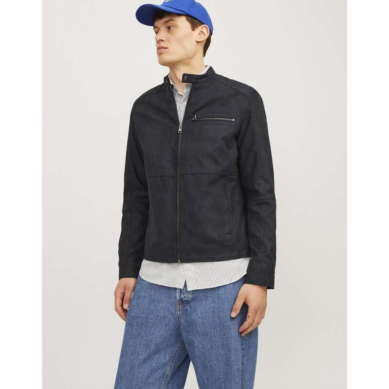 Jack & Jones Synthetic leather jacket in jet black