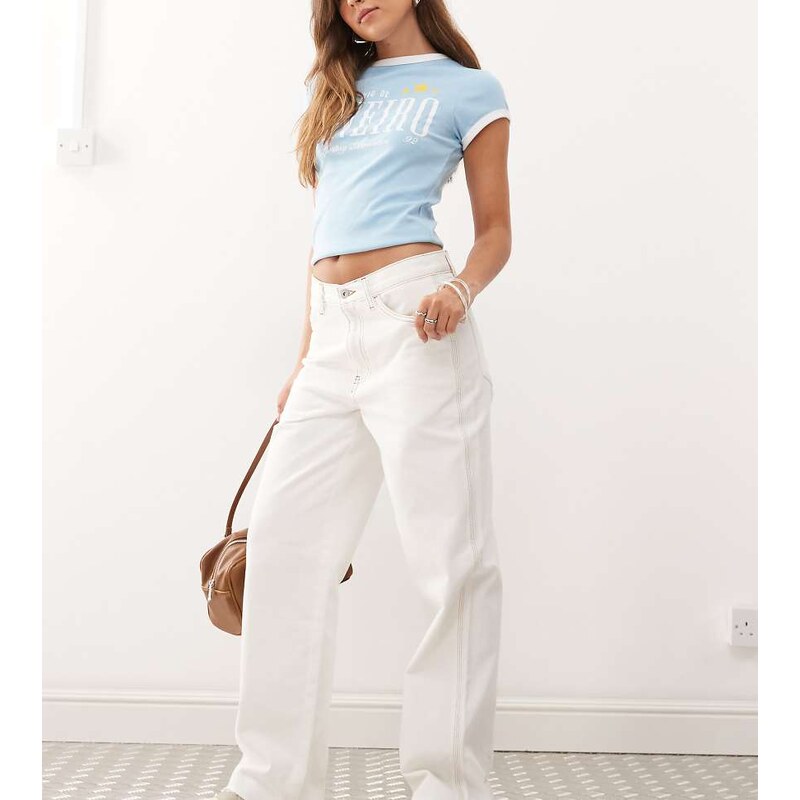 COLLUSION Khai mid rise dad jean in ecru-Neutral 115577332