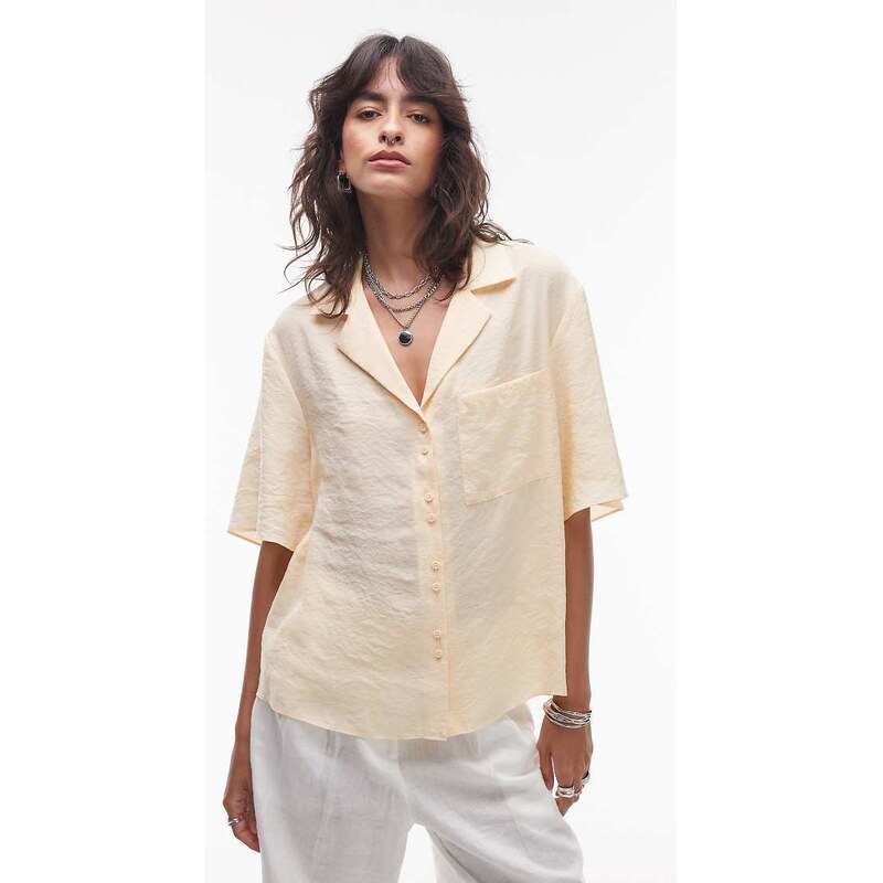 Topshop co-ord super soft cupro shirt in buttermilk-Yellow 106431356