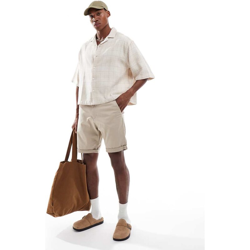 Jack & Jones chino short with turn up in beige-Neutral