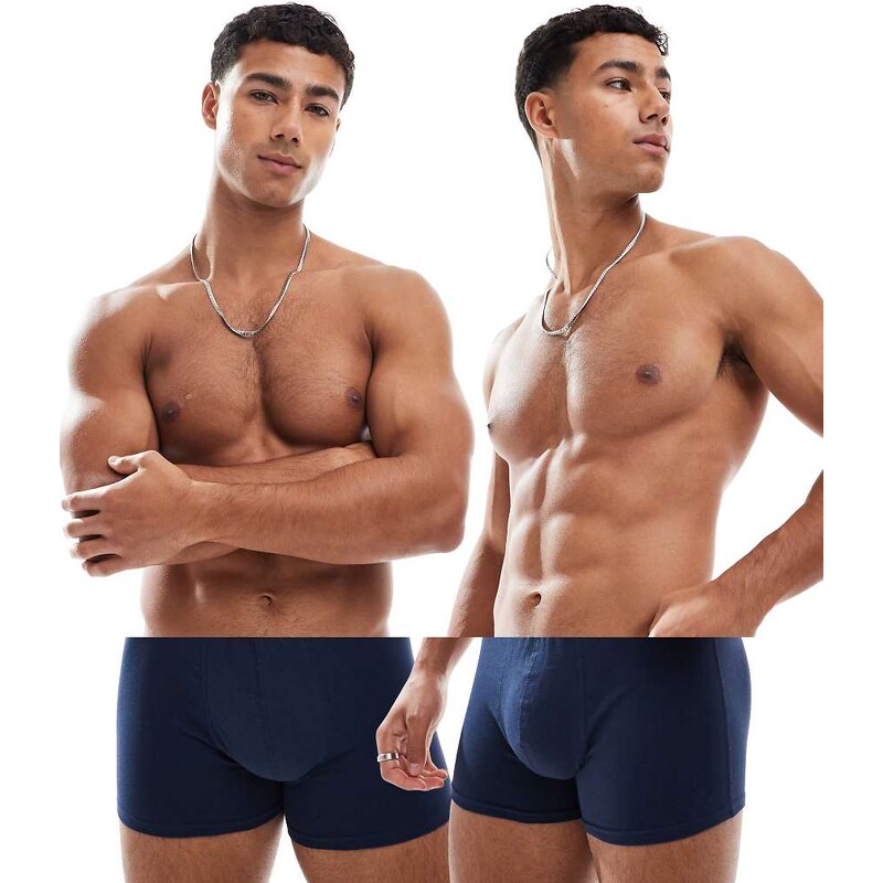 Jack & Jones 2 pack contrast trunks in navy