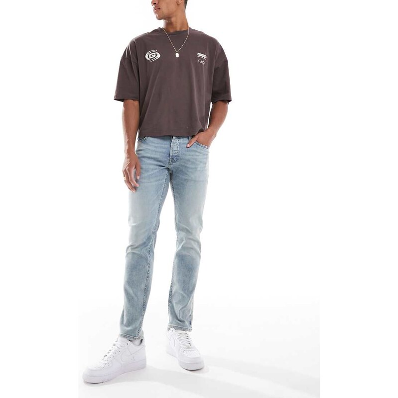 Jack & Jones Glenn slim jeans in light wash-Blue