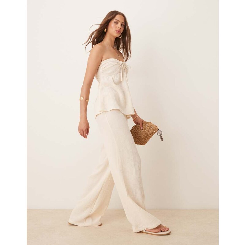 Esmee Exclusive floaty beach trouser in cream-White 106614141