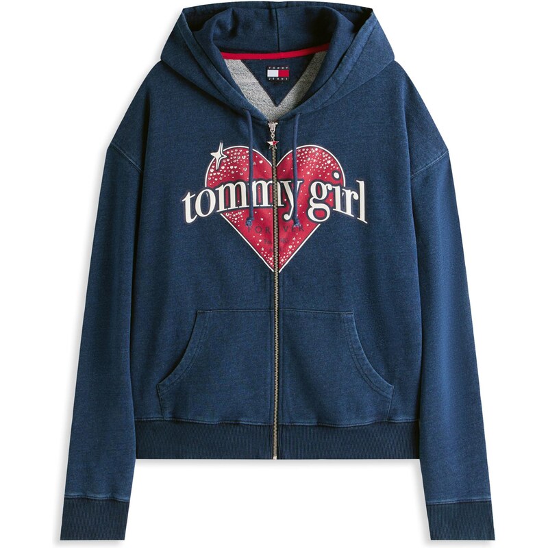 Tommy Jeans Mikina námořnická modř / magenta / bílá
