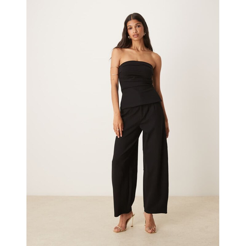 ASOS DESIGN co-ord premium ponte barrel leg trouser in black