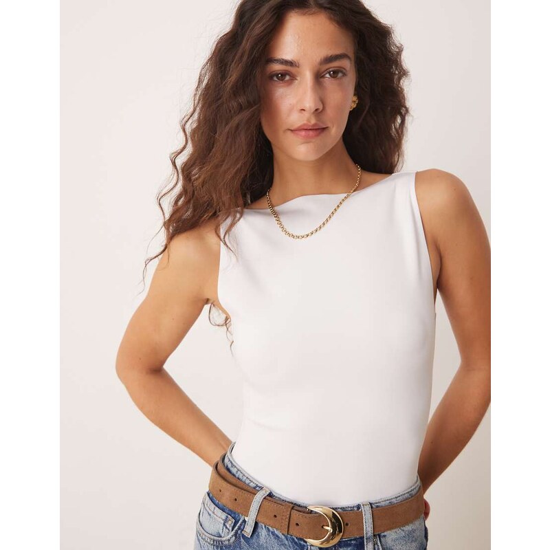 Abercrombie & Fitch sleeveless boat neck open back bodysuit in