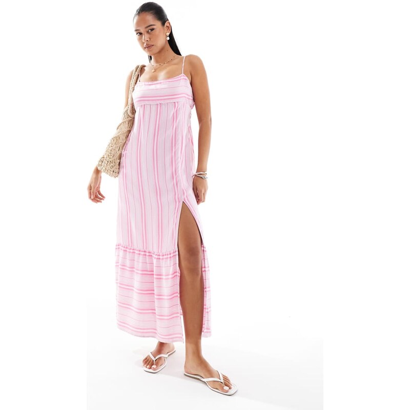 Hollister babydoll maxi dress in pink stripe-Multi 106451438