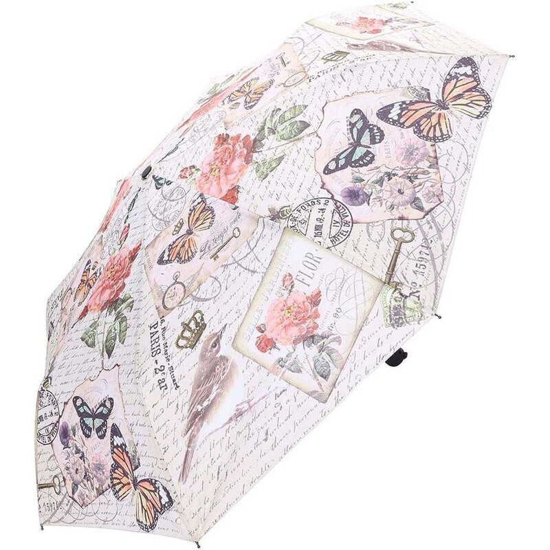 Krémový deštník s vintage potiskem Blooming Brollies