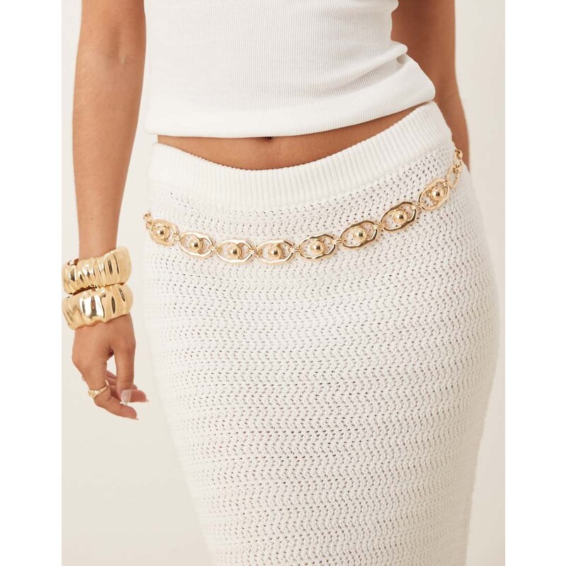 ASOS DESIGN waist and hip ball chain belt in gold 106558412