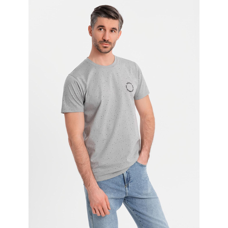 Ombre Mens printed cotton T-shirt with round neckline - light
