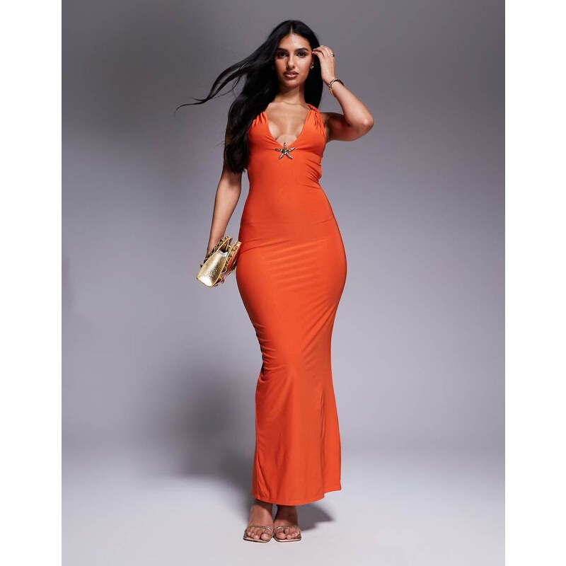 Missyempire double layered slinky plunge cross back metal starfish 106452568