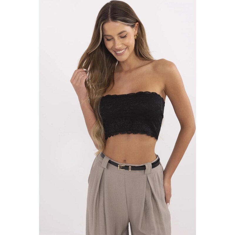 SUBLEVEL Černý dámský crop top bez ramínek -black Černá 106452255