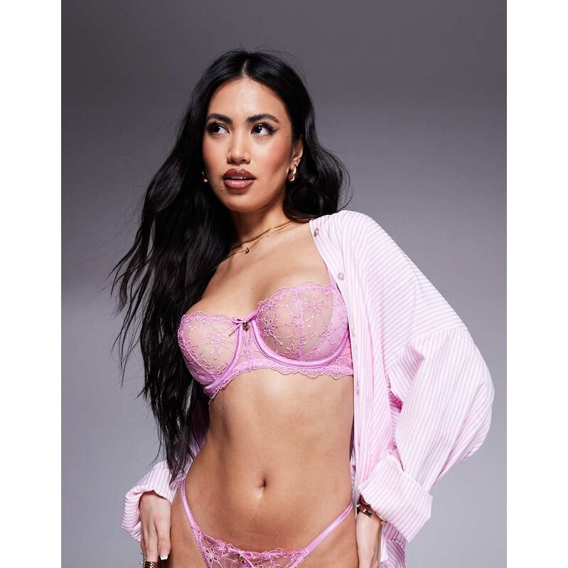 Boux Avenue Bryony broderie balconette in pink-Multi 106452489