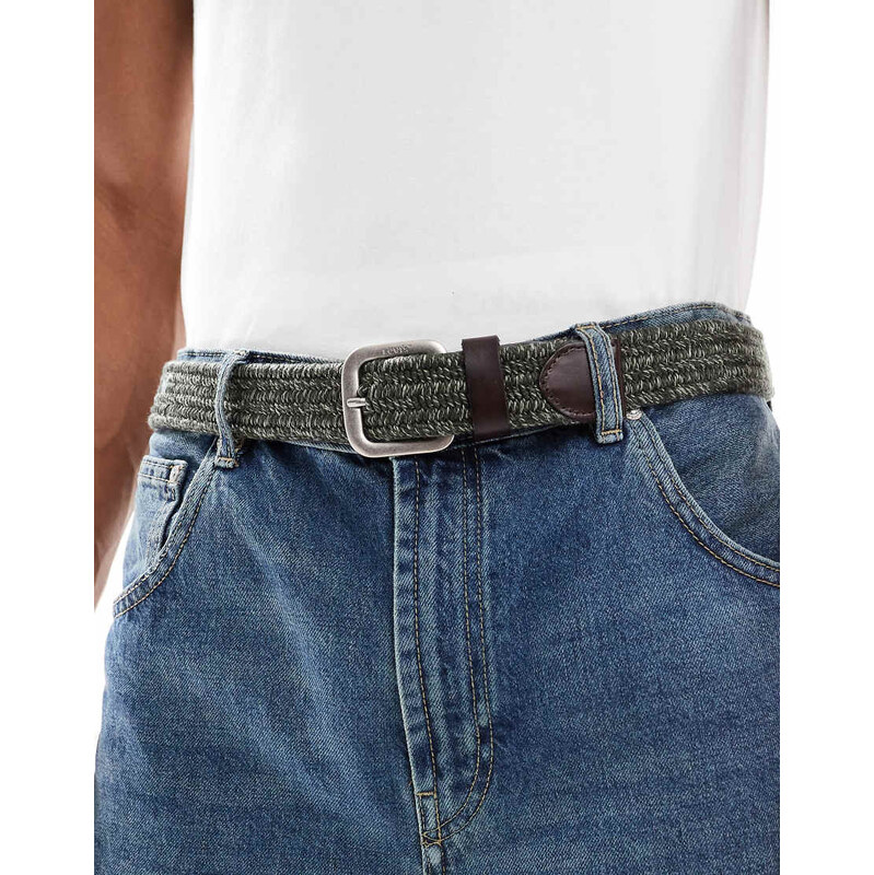 Levis stretch woven webbing belt in olive green