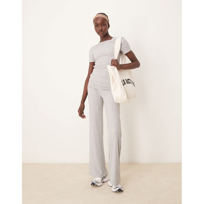 TALA 365 roll waist flared trousers in grey marl 114797974