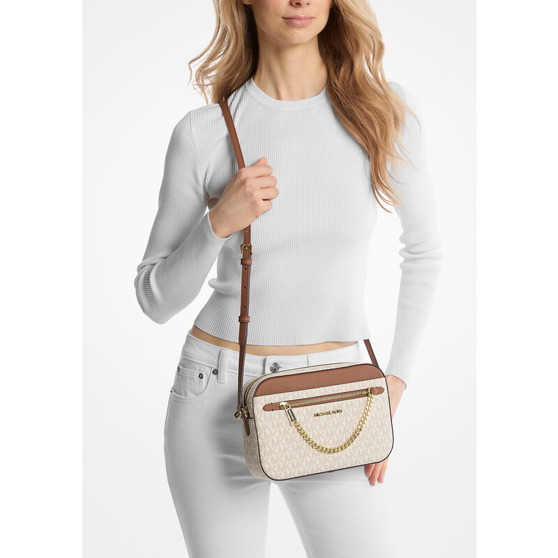 Michael Kors Jet Set Large Logo Crossbody Bag Vanilla