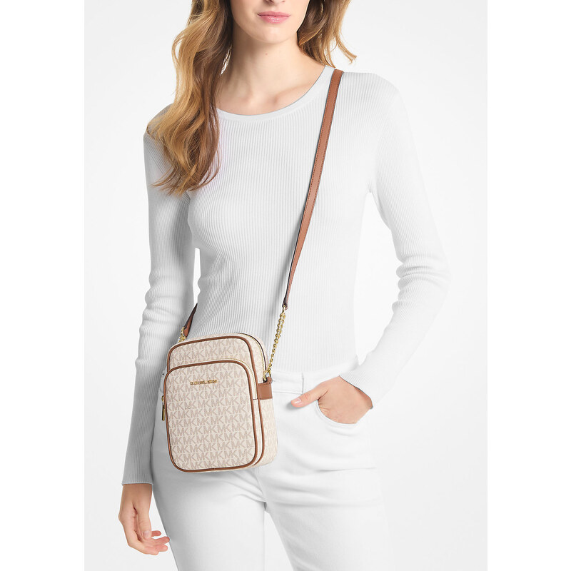 Michael Kors Jet Set Travel Medium Logo Crossbody Vanilla