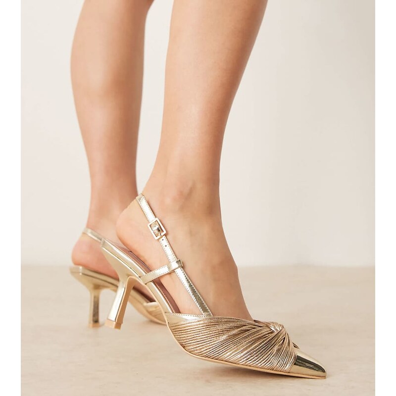 Be Mine Wide Fit Bridal Elari slingback kitten heeled shoes in