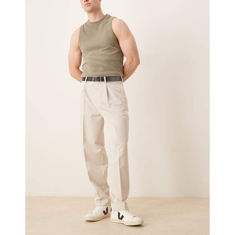 ASOS DESIGN smart oversized tapered trousers with front pleat in