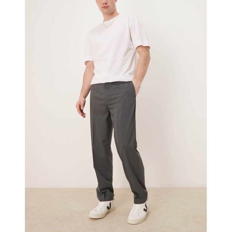ASOS DESIGN smart oversized tapered trousers in charcoal