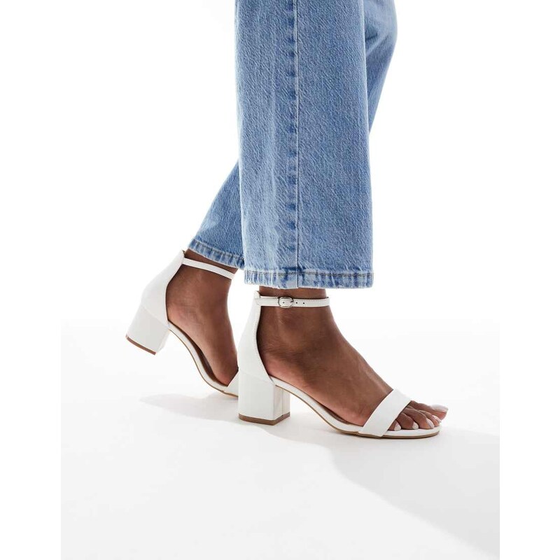 SEQWL Hallie mid block heel sandals in white 115565906