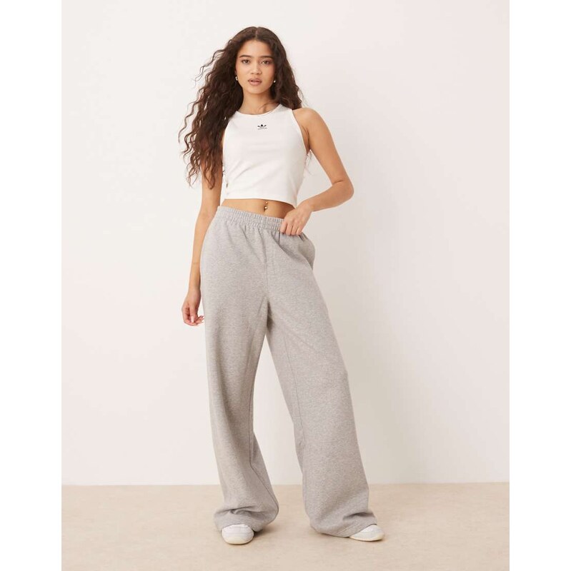 adidas Originals Essentials wide leg pant fleece in medium grey