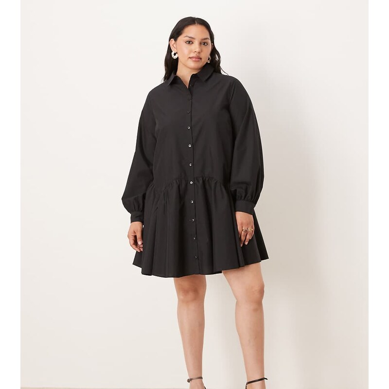 ASOS Curve ASOS DESIGN Curve mini shirt dress with wide cuffs and 108543934
