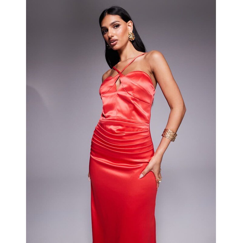 TFNC cross strap maxi dress with train in red 106547835