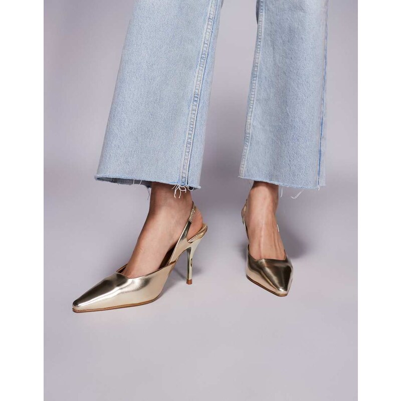 SIMMI Shoes Simmi London Darcia pointed slingback heeled shoes in gold 106828180