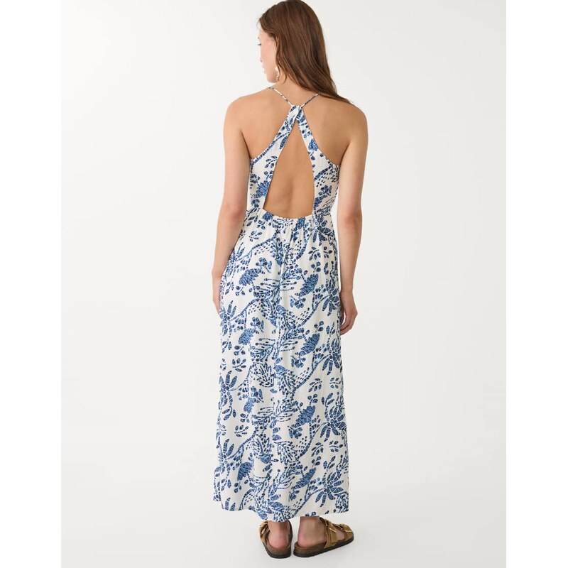 Stradivarius open back midi dress in royal blue-Navy 106732112