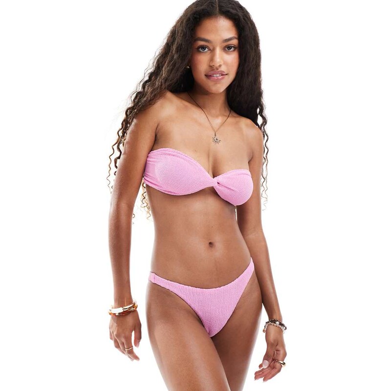 ASOS DESIGN Charlene textured Florida high leg bikini bottom