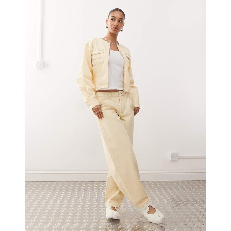 COLLUSION barrel jean co-ord in buttermilk-Yellow