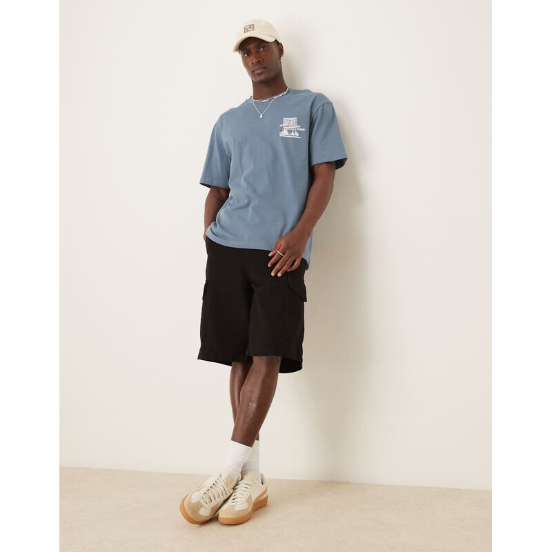 ASOS DESIGN long length cargo shorts in black