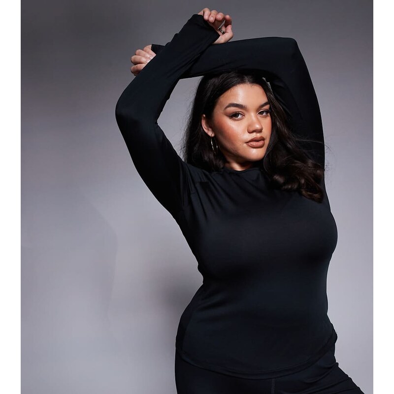 4505 Curve Icon active quick dry slim fit long sleeve top in black 106515075
