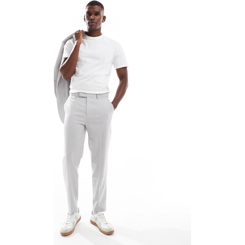 ASOS DESIGN tapered suit trousers in ice grey