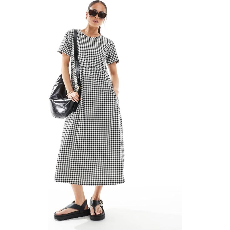 Threadbare short sleeve jersey midi dress with pockets in black and 106553147
