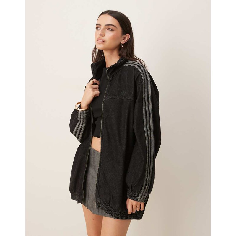 adidas Originals denim track top in black 106518873