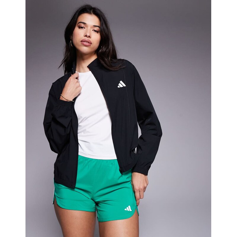 adidas performance adidas Training 3 stripe woven jacket in
