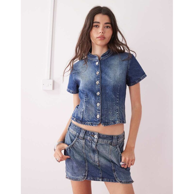 COLLUSION festival denim mini skirt co ord with pocket details in 106518968